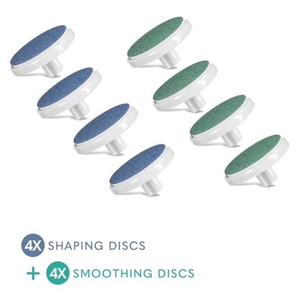 Replacement Discs for Bellasonic 4-in-1 Rechargeable Electric Nail File Set with Unique Oscillating Head – 4 SHAPING DISCS (Blue) & 4 SMOOTHING DISCS (Green)
